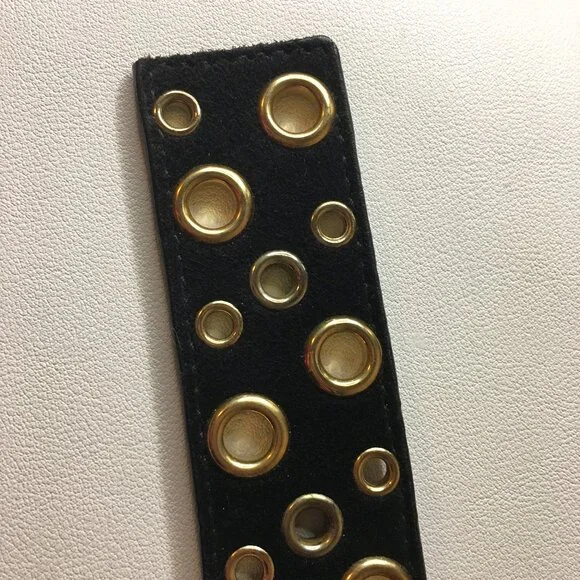 Black & Gold Grommet Suede πππππ Belt - Picture 8 of 10